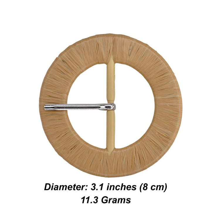 Handcrafted Natural Brown Raffia Buckle | 3.1 inches (8cm)