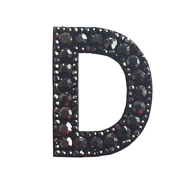 Letter N Black Rivet Hematite Hot fix Or Sew Patch