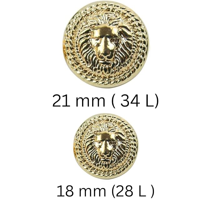 Shimmering Shiny Lion Metal Buttons(6 Big + 6 Small)