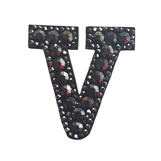 Letter N Black Rivet Hematite Hot fix Or Sew Patch
