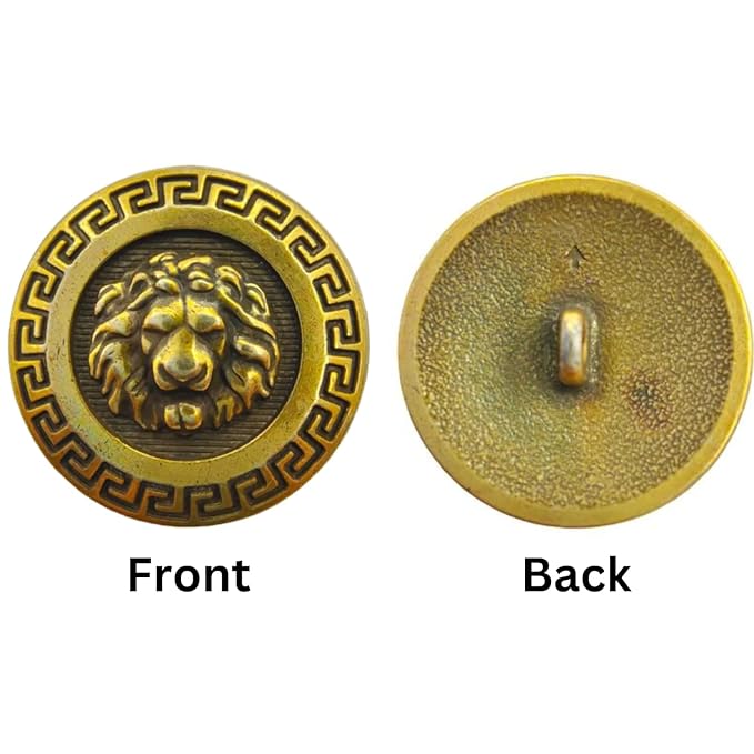 Royal 3D Lion Antique Face Metal Buttons (7 Big + 7 Small)