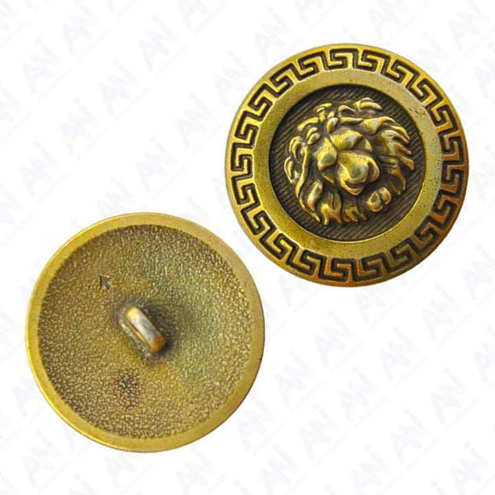 Classic Antique Brass Lion Vintage Metal Shank Buttons (Pack of 8 Buttons)