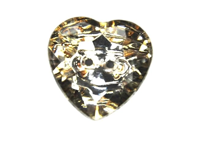 Ani Accessories Diamante Sparkly Heart Shaped 2 Hole Acrylic Button for Coat Hats and Bag DIY Art and Crafts Used Pack of 8 (Vintage Gold)