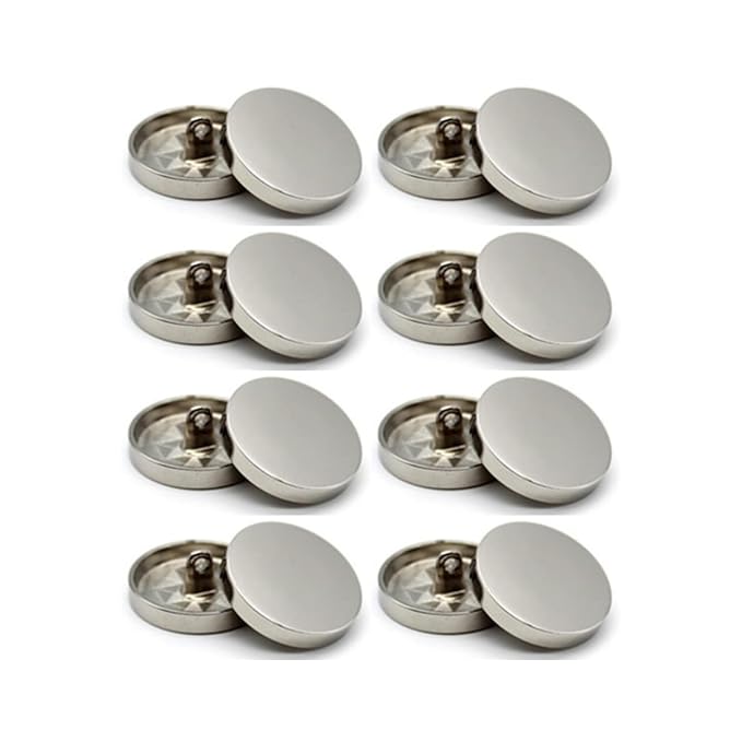 Silver Flat Metal Buttons(Pack of 8 Buttons)