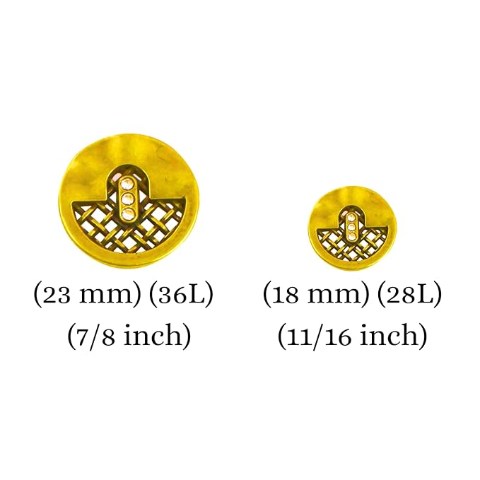 Circular Metal Buttons with Mesh Pattern (8 Big + 8 Small)