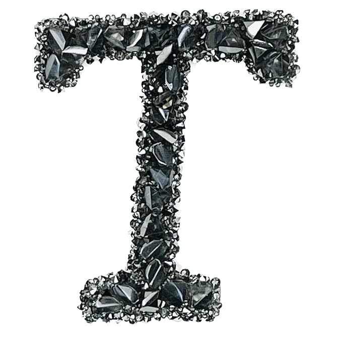 Letter S Black Sparkling Rhinestone Patch