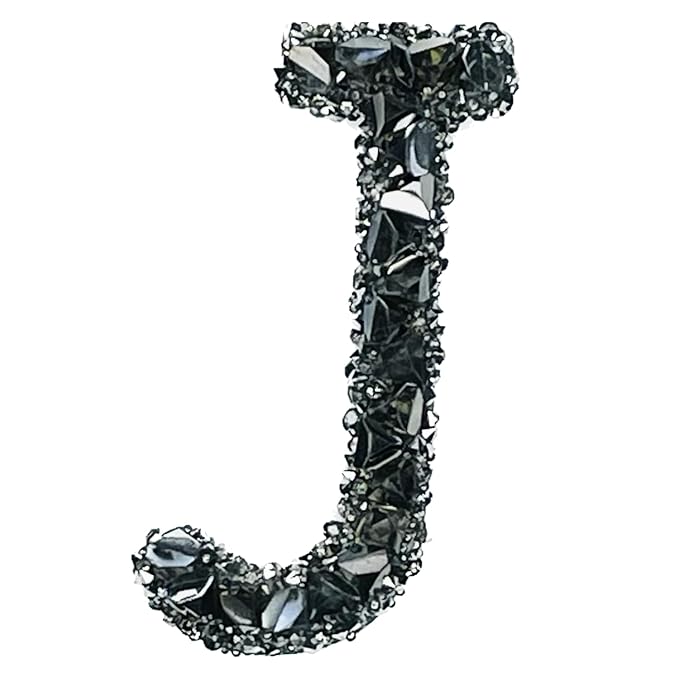Letter S Black Sparkling Rhinestone Patch