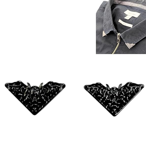 Black Flame-Shaped Collar Tips