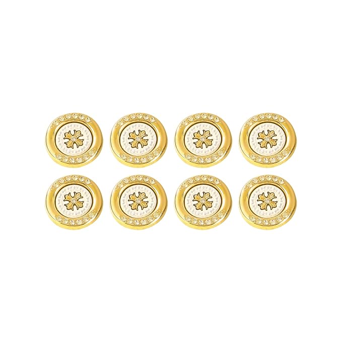 Golden Flora White Centers Metal Buttons