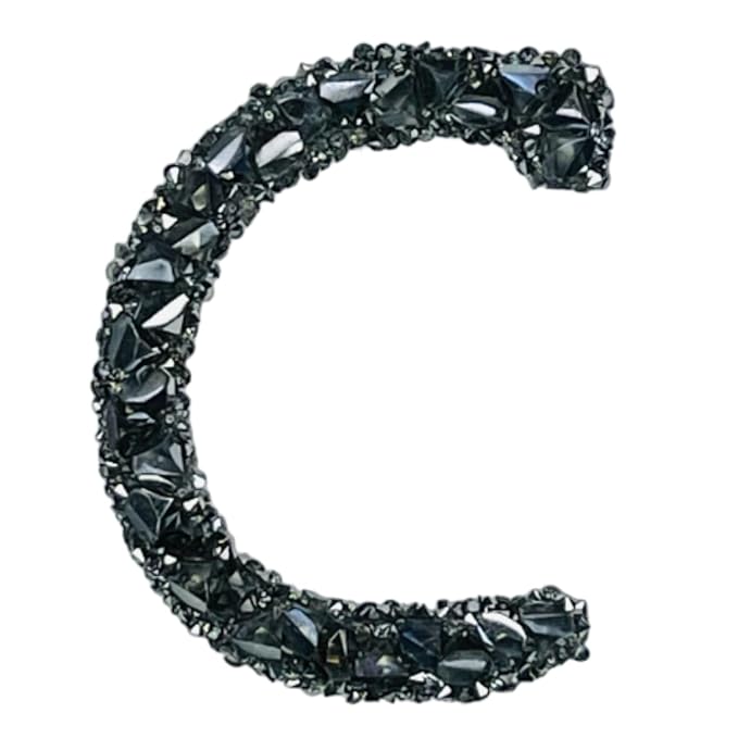 Letter S Black Sparkling Rhinestone Patch