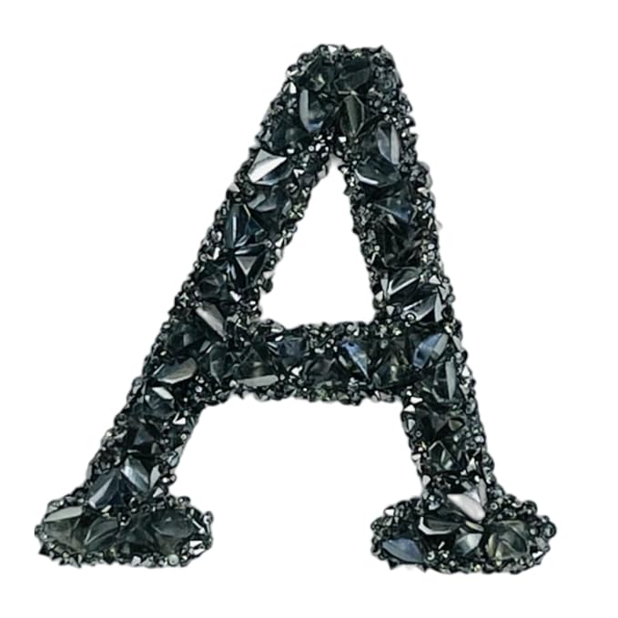 Letter S Black Sparkling Rhinestone Patch