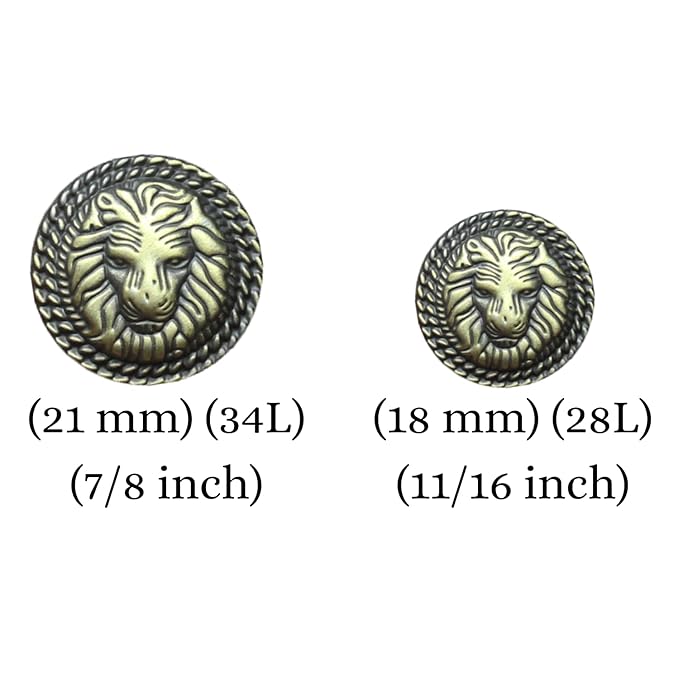 3D Lion Metal Shank Button for Jacket Blazer Suits DIY Art &amp; Crafts (8 Small + 4