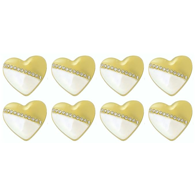 Heart-Shaped Pearl Metal Buttons with Gold & Black Accents