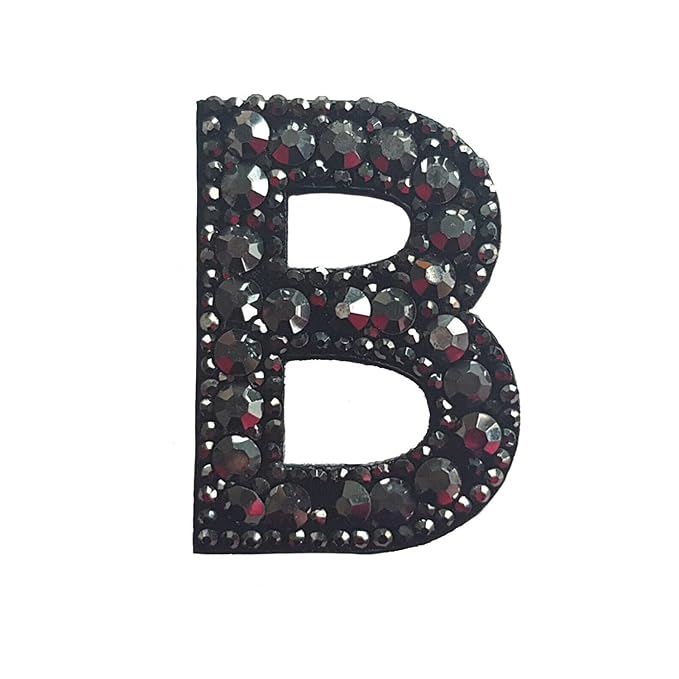 Letter N Black Rivet Hematite Hot fix Or Sew Patch