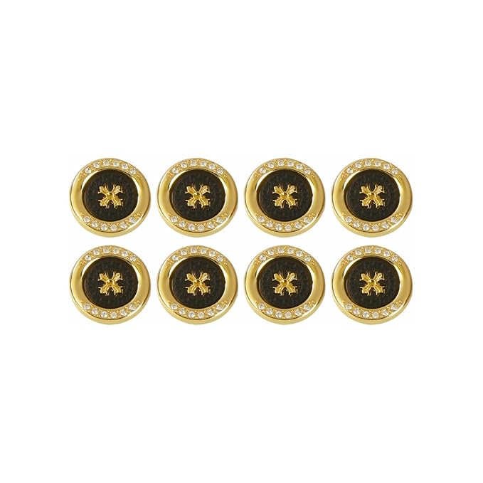 Golden Snowflake Small Metal Buttons with White Centers(Pack of 8 Buttons)