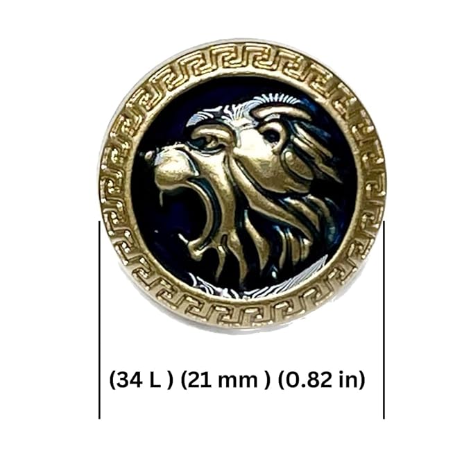 Golden Royal Roars Lion Abs Shank Buttons(Pack of 8 Buttons)