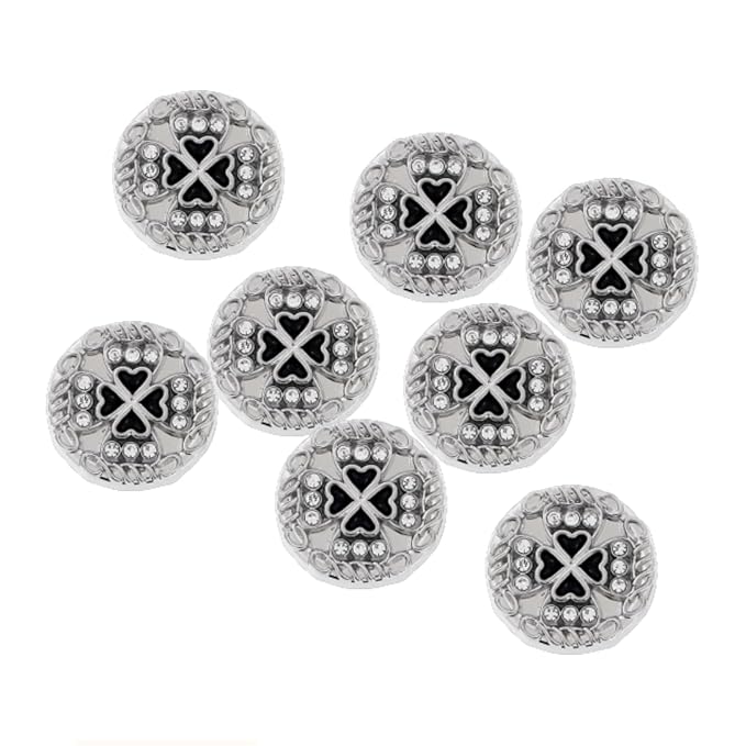 Silver Circular Metal Buttons with Tiger Motif