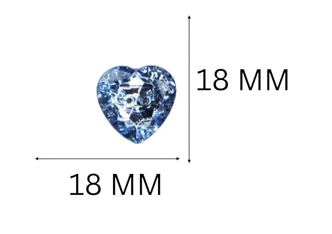 Blue Crystal Design Heart-Shaped Acrylic Buttons(Pack of 8 Buttons)