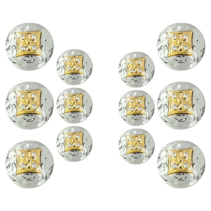 Square Diamond-Studded Metal Buttons