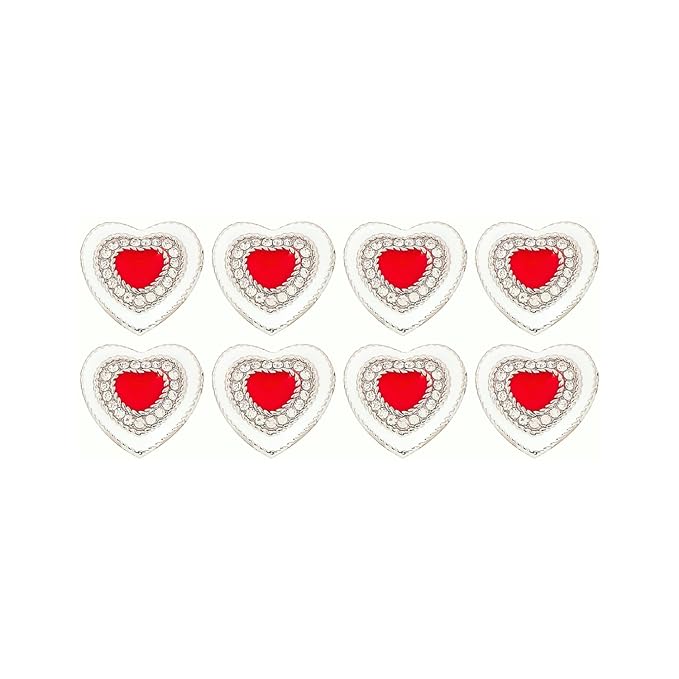 Red Heart Buttons with Silver Accents( Pack of 8 Buttons)