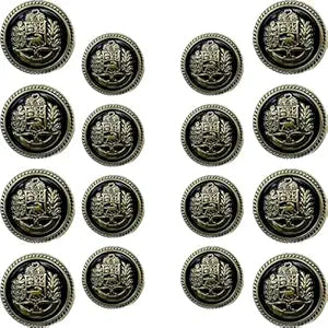 Ani Accessories Metal Button Shank Black Enameled 3D Dinosore Design for Coat Blazer Suit, Sherwani, and Bandhgala Indian Dresses Sports Coat Uniform Jacket (Pack of 16, Black & Golden)