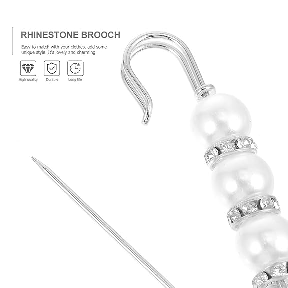 Unisex Pearl Rhinestone Safety Brooch Pins For Sweater Shawl Clips Collar Corsage Jewelry Shawl Buckle Scarf Scarves Clasp Clips Accessories for Lady Girls