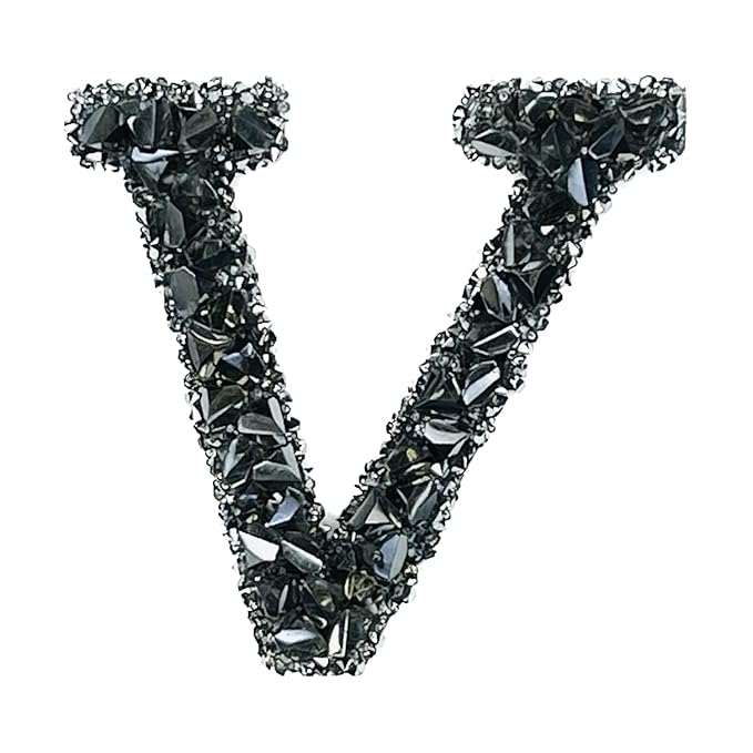 Letter S Black Sparkling Rhinestone Patch