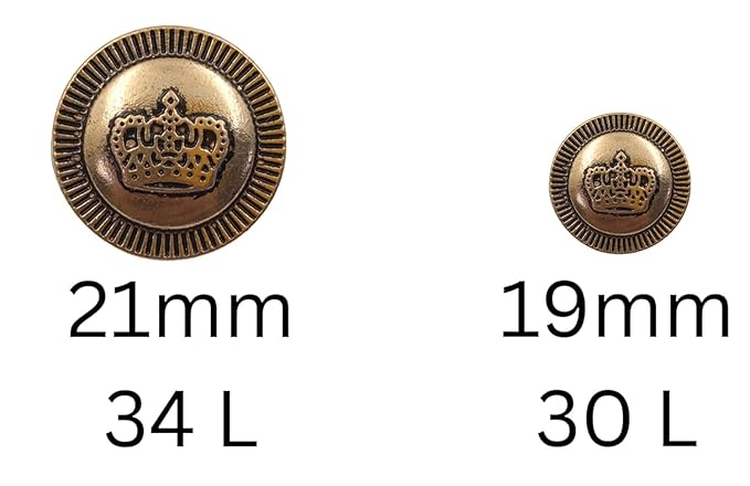 Imperial Emblems Crown Metal Buttons(8 Small + 6 Big)