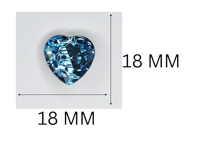 Crystal Blue Design Heart-Shaped Acrylic Buttons(Pack of 8 Buttons)