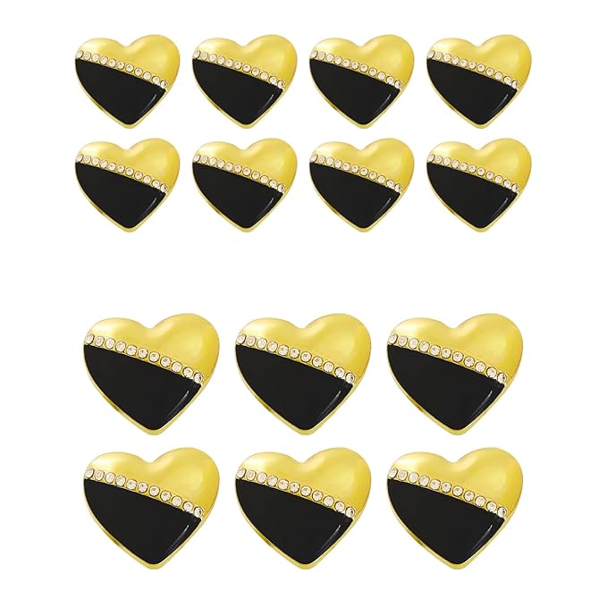 Heart-Shaped Pearl Metal Buttons with Gold & Black Accents