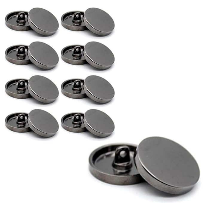 Silver Flat Metal Buttons(Pack of 8 Buttons)