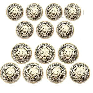 Shimmering Shiny Lion Metal Buttons(7 Big + 7 Small)