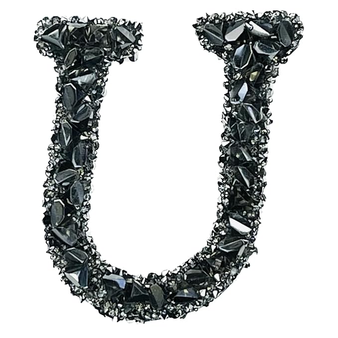 Letter S Black Sparkling Rhinestone Patch
