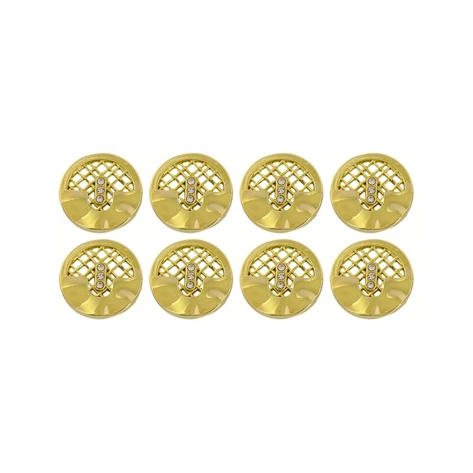 Circular Metal Buttons with Mesh Pattern (8 Big + 8 Small)