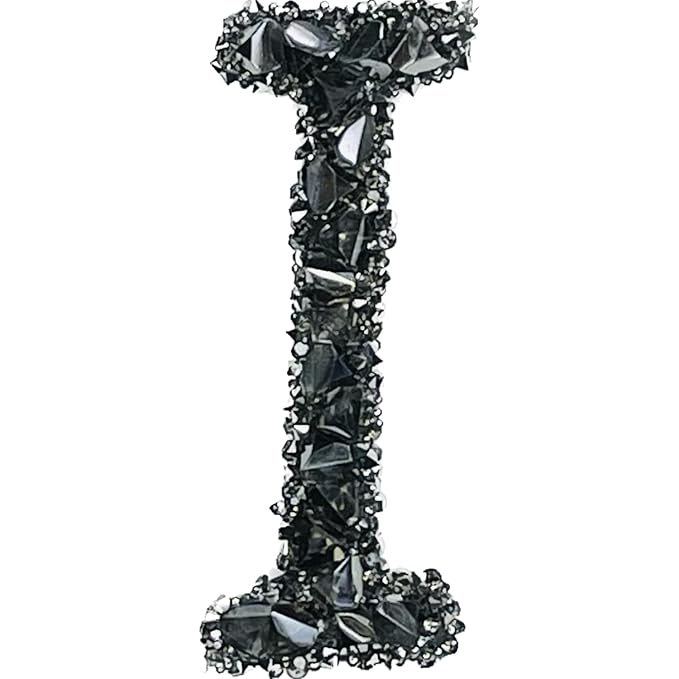 Letter S Black Sparkling Rhinestone Patch