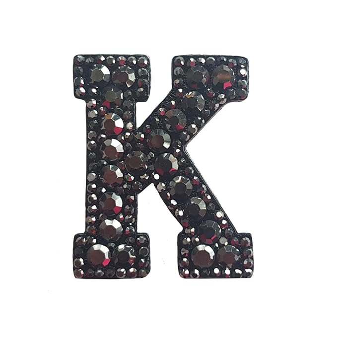 Letter N Black Rivet Hematite Hot fix Or Sew Patch