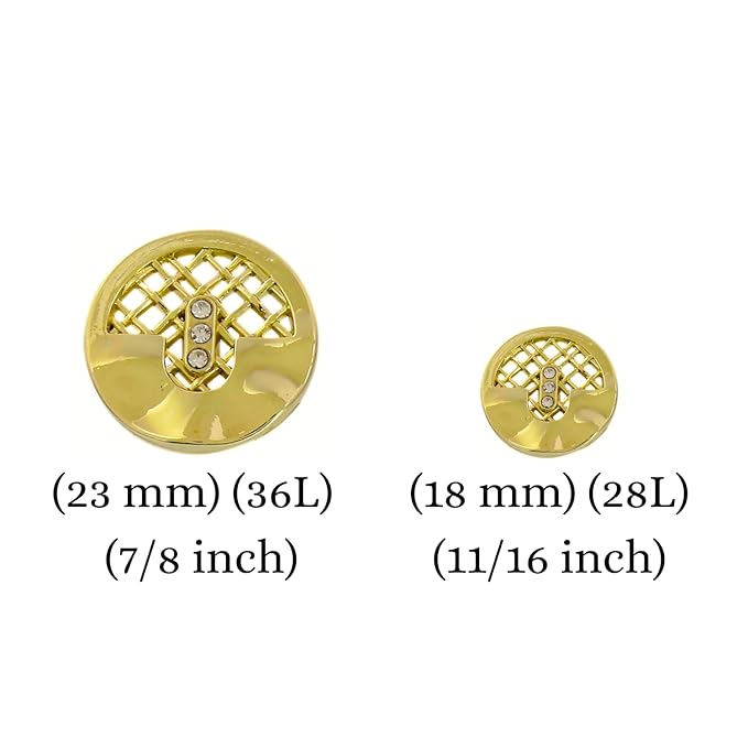 Circular Metal Buttons with Mesh Pattern (7 Big + 7 Small)