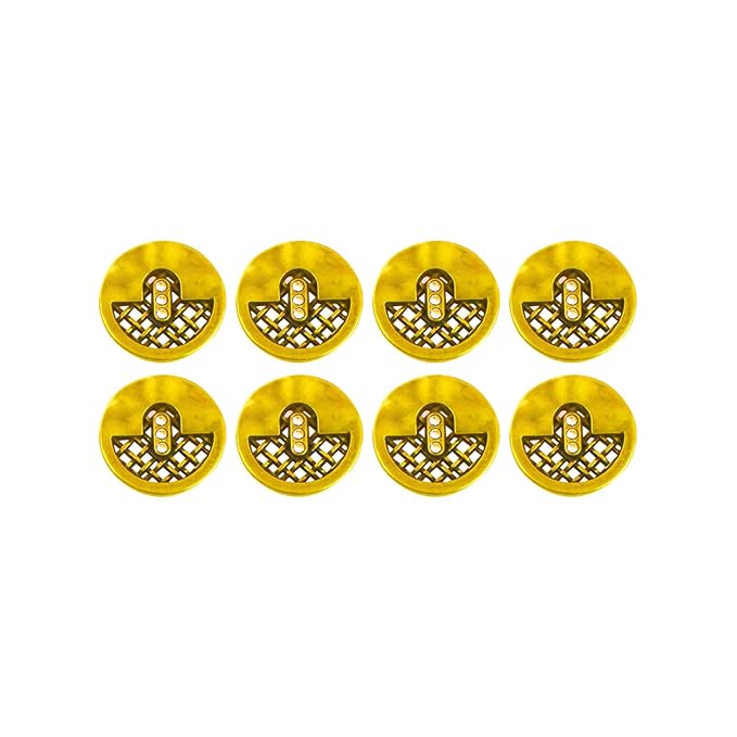 Circular Metal Buttons with Mesh Pattern (8 Big + 8 Small)