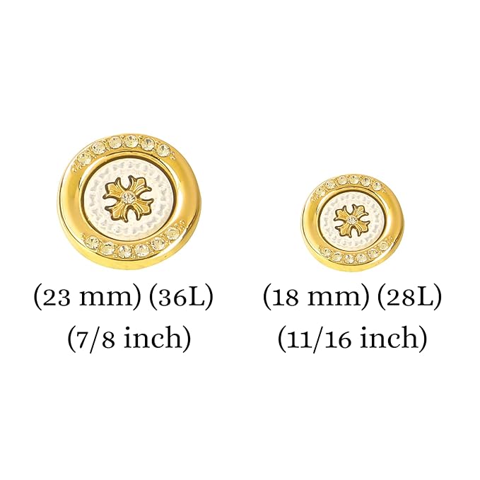 Golden Flora White Centers Metal Buttons