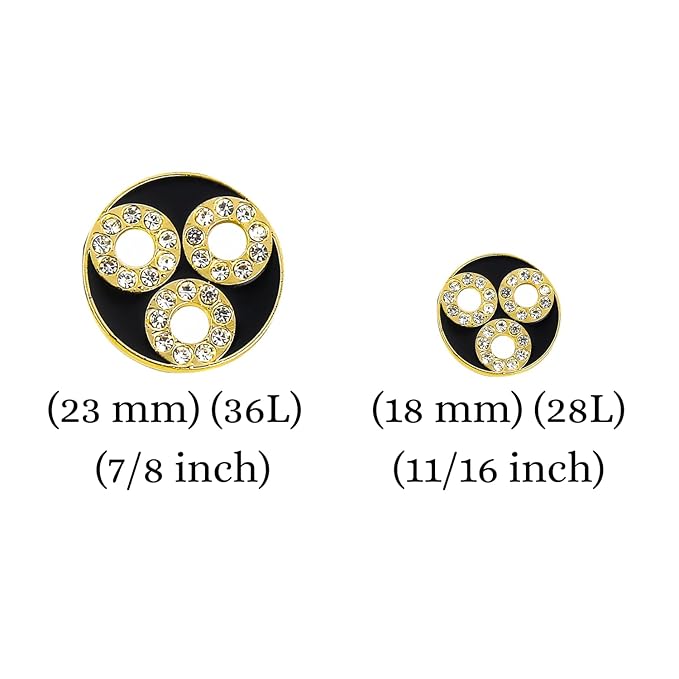 Circular Metal Buttons with Diamond Accents