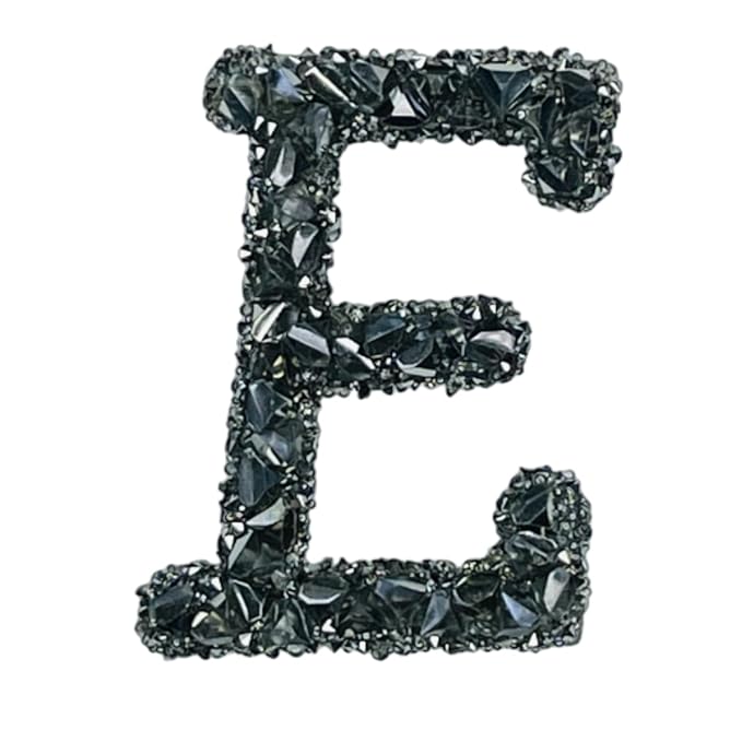 Unisex Imported Letter Patch Heat-Transfer Patch Sewing Patch for Letter Badge Decorate Repair Patches for Hats Shirts Shoes Jeans Bags (Black Sparkling Rhinestone, E)