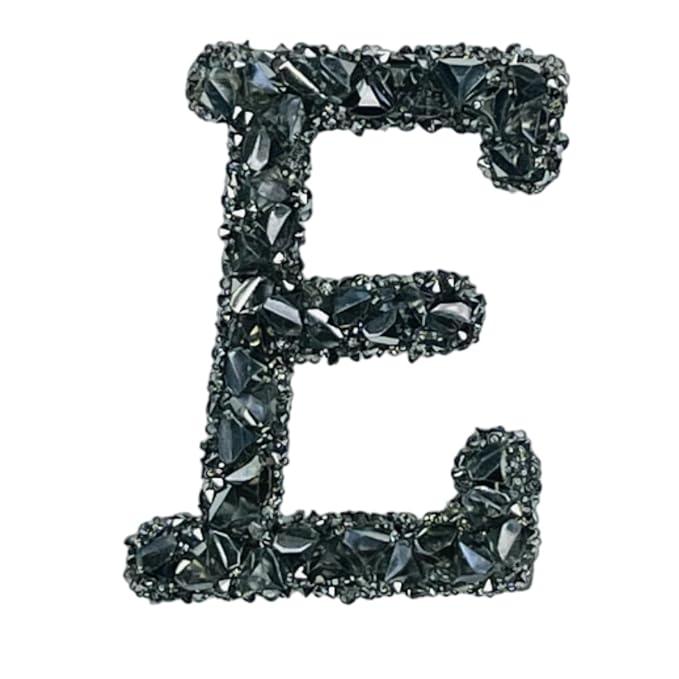 Letter S Black Sparkling Rhinestone Patch