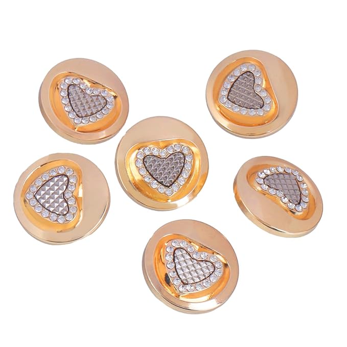 Gold Metal Buttons Heart Centers