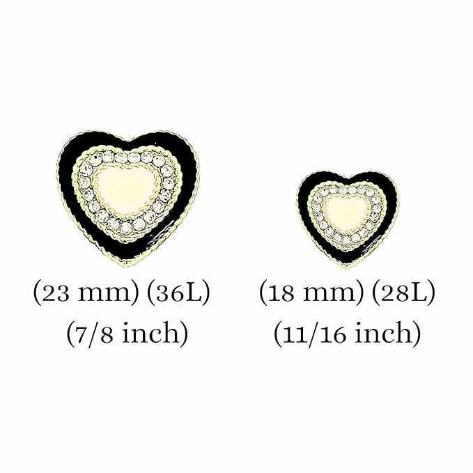 Heart-Shaped Rhinestone Metal Buttons (8 Small + 4 Big)