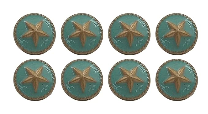 Ani accessories Round 3D Starfish Shank Button with Turquoise Epoxy Enamel Design Small for Shirt Cufflink Jacket Button Pack of 8.(10.55 mm) (17L) DIY Art & Craft (Turquoise Sea Life Collection) Shirt/kurti Button