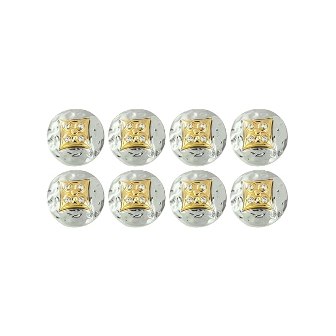 Square Diamond-Studded Metal Buttons