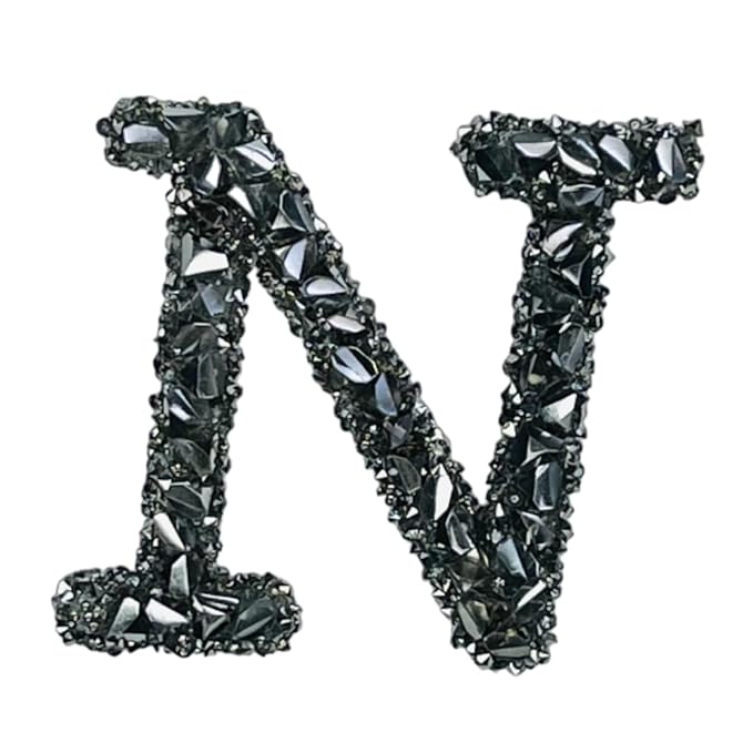 Letter S Black Sparkling Rhinestone Patch