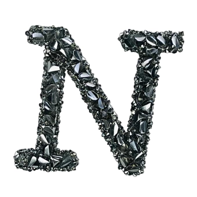 Letter A Black Sparkling Rhinestone Patch