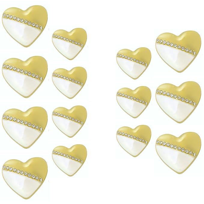 Heart-Shaped Pearl Metal Buttons with Gold & Black Accents