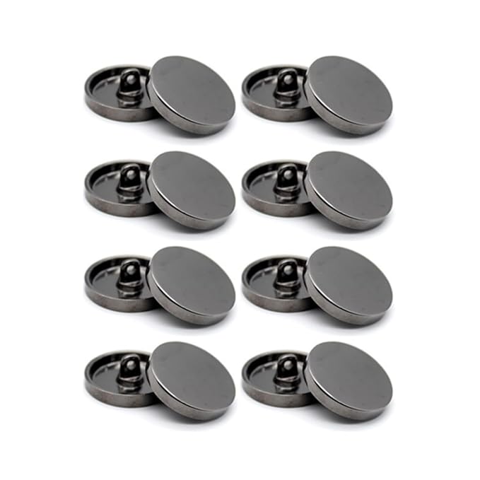 Silver Flat Metal Buttons(Pack of 8 Buttons)